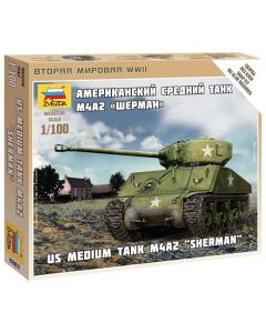 1/100 Zvezda #6263 U.S. Medium Tank M4A2 Sherman - Box Art