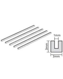 3.0mm Plastic U-Shaped Beam (1.0mm thick, 3.0 x 3.0 x 400mm long) (5 pieces) - Official Product Image
