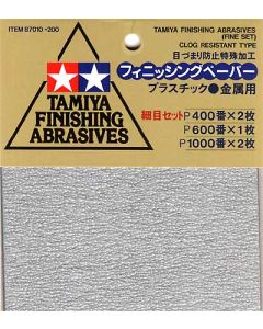 Tamiya Finishing Abrasives Fine Set (#400 x 2, #600 x 1, #1000 x 2) - Official Product Image 1