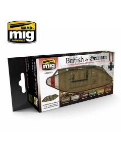 Ammo Acrylic Paint Set (17ml x 6) WWI British & German Camouflage Tanks Colors 1914-1918 - Official Product Image 1