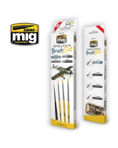 Ammo Chipping & Detailing Brush Set (Set of 4 Round brushes including Premium Marta Kolinsky) - Official Product Image