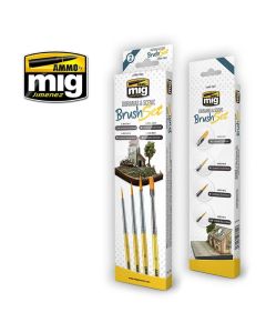 Ammo Dioramas & Scenic Brush Set (Set of 3 Round brushes & 1 Flat brush) - Official Product Image