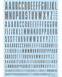 CND Alphabet Decals Gray (110mm x 156mm) (1 sheet) - Official Product Image 1