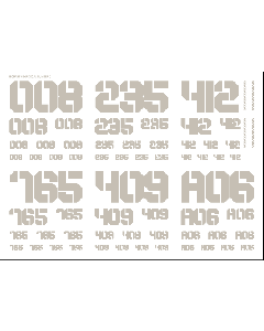 EXP Number Decals 01 Light Gray (14cm x 10cm) (1 sheet) - Official Product Image 1