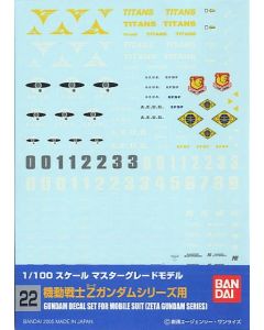 Gundam Decal #022 for 1/100 scale Z Gundam MS - Official Product Image 1