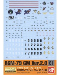 Gundam Decal #061 for 1/100 MG GM ver.2.0 - Official Product Image 1