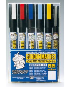 GMS114 Gundam Marker Gundam SEED Destiny Set (5 Colors + 1 Panel Lining Brush Pen) - Official Product Image 1