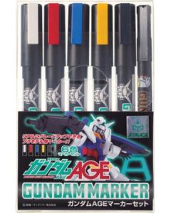 GMS120 Gundam Marker Gundam Age Marker Set (5 Colors + 1 Panel Lining Brush Pen) - Official Product Image 1