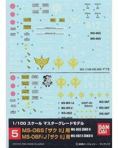 Gundam Decal #005 for 1/100 MG Char's Zaku II & 1/100 MG Zaku II - Official Product Image 1