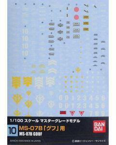 Gundam Decal #010 for 1/100 MG Gouf - Official Product Image 1