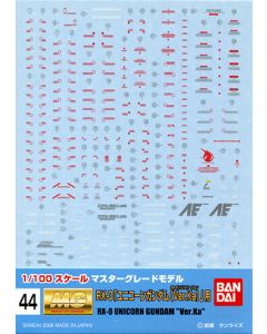 Gundam Decal #044 for 1/100 MG Unicorn Gundam ver.Ka - Official Product Image 1