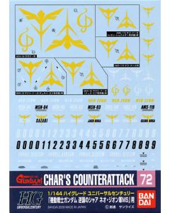 Gundam Decal #072 for 1/144 scale Char's Counterattack MS (Neo Zeon) - Official Product Image 1