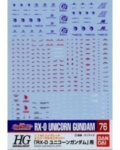 Gundam Decal #076 for 1/144 HGUC #100 Unicorn Gundam Destroy Mode & 1/144 HGUC #101 Unicorn Gundam Unicorn Mode - Official Product Image 1