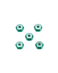 Mini 4WD GUP 2mm Aluminum Lock Nut (Green, 5 pieces) - Official Product Image