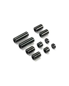Mini 4WD GUP Aluminum Spacer Set Black (12/6.7/6/3/1.5mm, 2 pieces each)