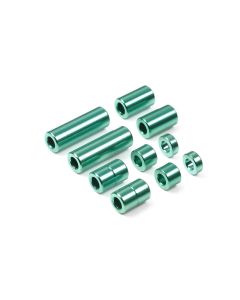 Mini 4WD GUP Aluminum Spacer Set Green (12/6.7/6/3/1.5mm, 2 pieces each) - Official Product Image 