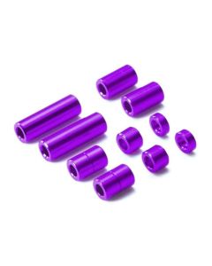 Mini 4WD GUP Aluminum Spacer Set Purple (12/6.7/6/3/1.5mm, 2 pieces each) - Official Product Image