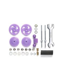 Mini 4WD GUP Large Diameter Stabilizer Head Set Purple (17mm) (with 19mm Low Friction Plastic Rollers) - Official Product Image