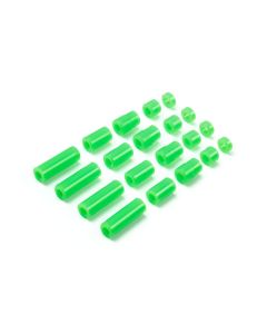 Mini 4WD GUP Light Weight Plastic Spacer Set Fluorescent Green (12/6.7/6/3/1.5mm, 4 pieces each) - Product Image 