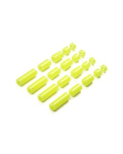 Mini 4WD GUP Light Weight Plastic Spacer Set Fluorescent Yellow (12/6.7/6/3/1.5mm, 4 pieces each) - Official Product Image