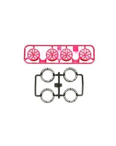 Mini 4WD GUP Low Profile Tire & Pink Plated Wheel Set (Y-Spoke) - Official Product Image