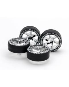 Mini 4WD GUP Super Hard Low Profile Tire & Wheel Set (Spiral) Japan Cup 2023 - Official Product Image
