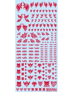 Tattoo Decals 01 (Heart) Red (110mm x 235mm) (1 sheet) - Official Product Image 1
