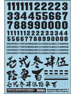 VNC-01K Numbering Decals 1 Black (142 x 100mm) (1 sheet) - Official Product Image