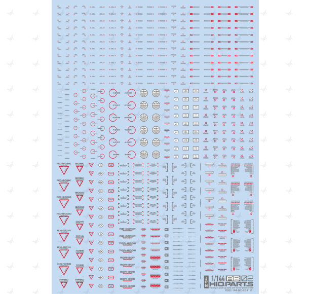 1/144 RB02 Caution Decals Red & Gray (110mm x 156mm) (1 sheet)