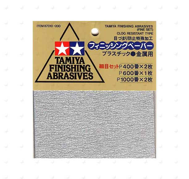 Tamiya Finishing Abrasives Fine Set (#400 x 2, #600 x 1, #1000 x 2)