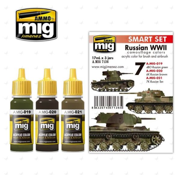Ammo Acrylic Paint Smart Set (17ml x 3) #07 Russian WWII Camouflage Colors