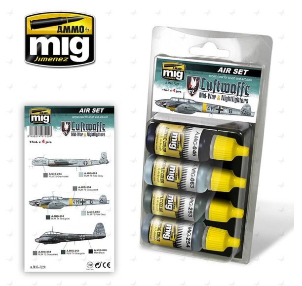 Ammo Acrylic Paint Smart Set for Aircrafts (17ml x 4) Luftwaffe WWII Mid-War & Nightfighters