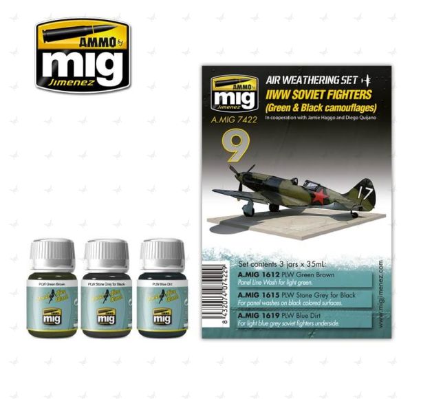 Ammo Air Weathering Set (35ml x 3) 09 WWII Soviet Airplanes (Green & Black Camouflages) (Enamel)