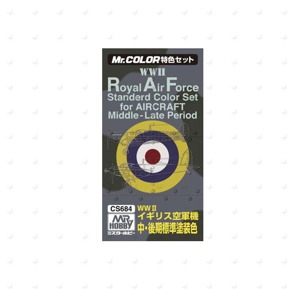 CS684 Mr. Color Set (10ml x 3) WWII Royal Air Force Standard Color Set for Aircraft (Middle - Late Period)
