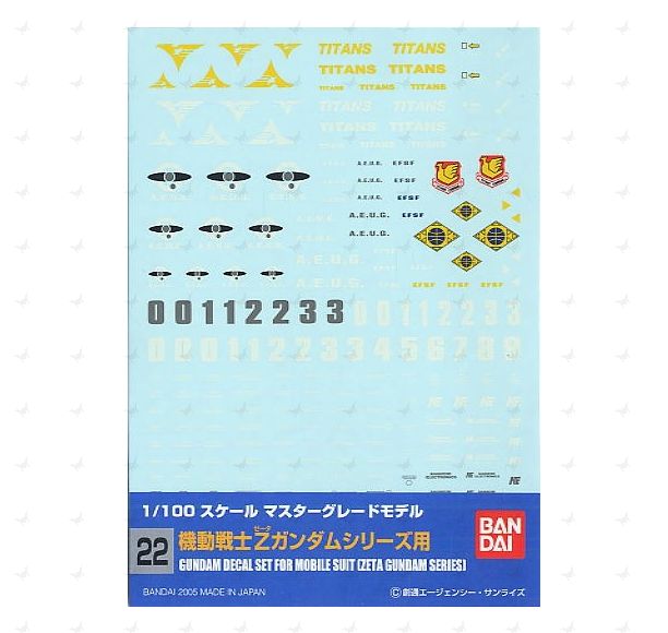 Gundam Decal #022 for 1/100 scale Z Gundam MS