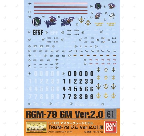Gundam Decal #061 for 1/100 MG GM ver.2.0