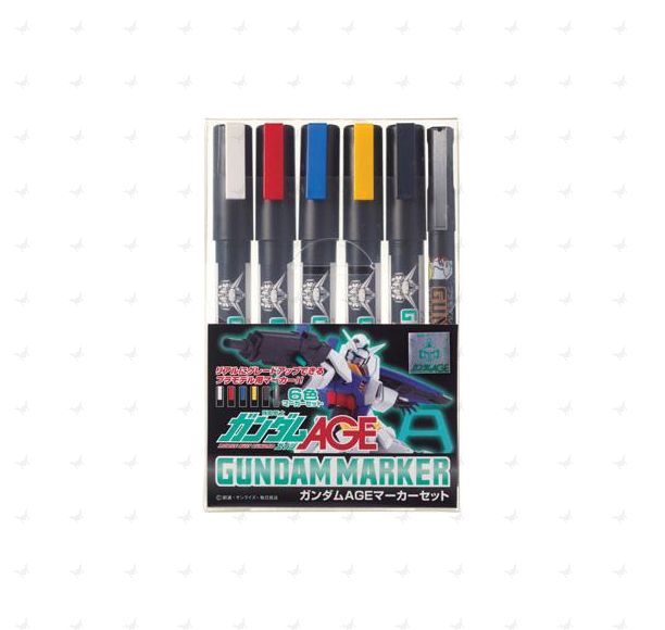 GMS120 Gundam Marker Gundam Age Marker Set (5 Colors + 1 Panel Lining Brush Pen)