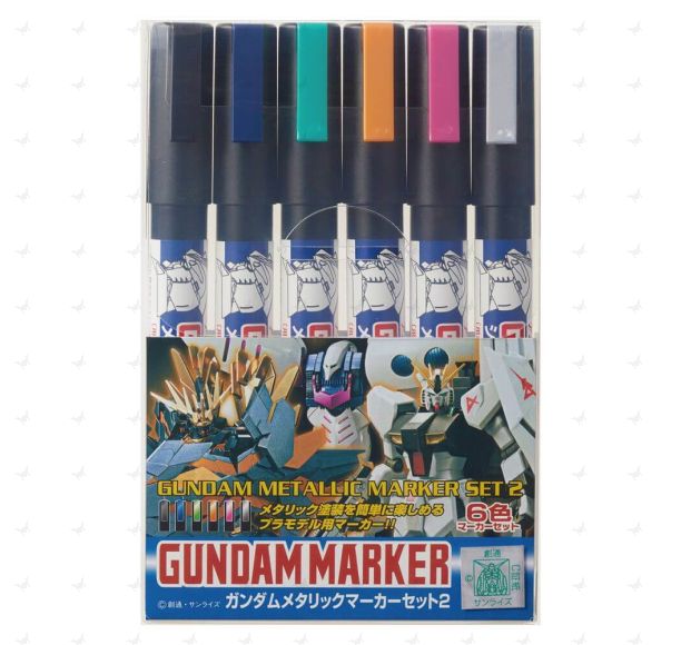 GMS125 Gundam Marker Gundam Metallic Marker Set 2 (6 Colors)