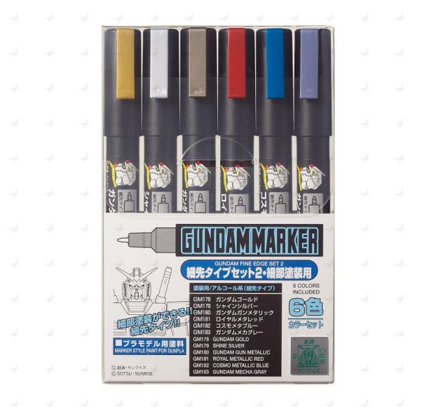 GMS126 Gundam Marker Fine Type Set 2 (6 Colors)