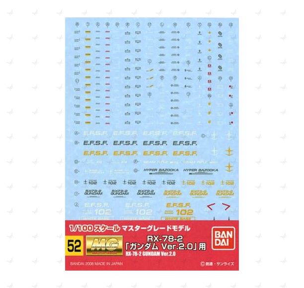 Gundam Decal #052 for 1/100 MG RX-78-2 Gundam ver.2.0