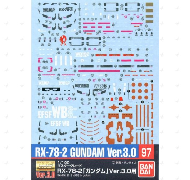 Gundam Decal #097 for 1/100 MG RX-78-2 Gundam ver.3.0