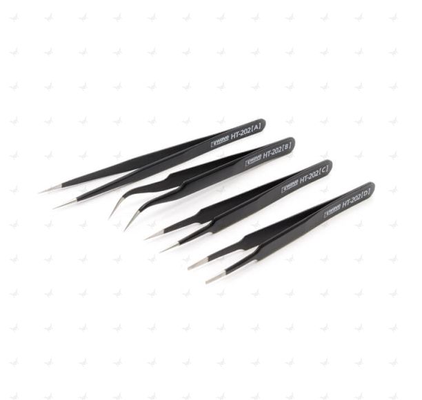 HT202 Extra-Fine Needle Shape Tweezers (4 types 1 each)