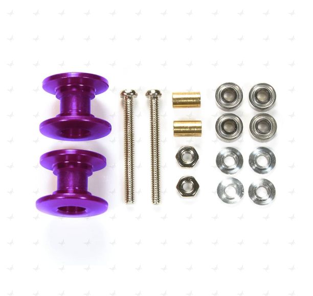Mini 4WD GUP 13-12mm Light Weight Double Aluminum Ball-Race Rollers Purple (Ringless) (2 pieces)