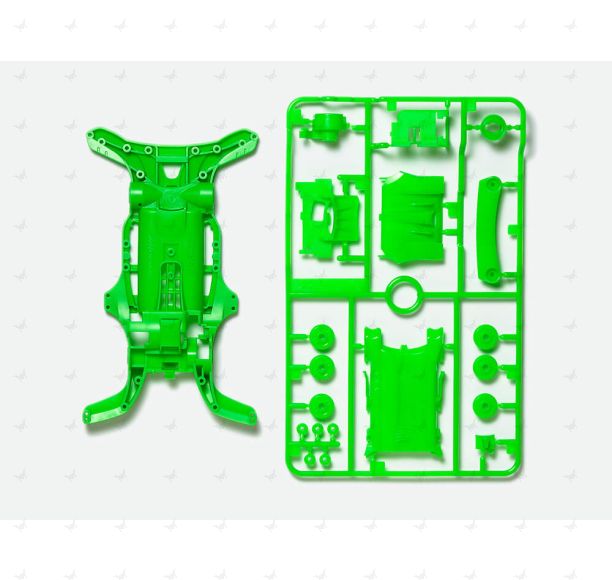 Mini 4WD GUP AR Chassis Set Fluorescent Green