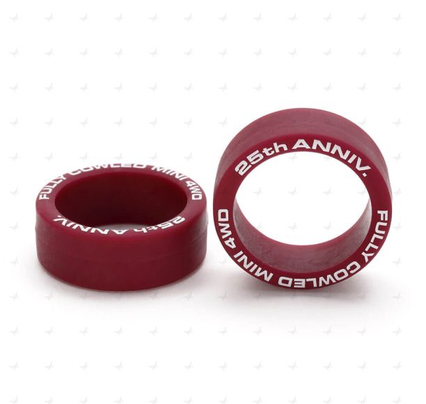 Mini 4WD GUP Fully Cowled Mini 4WD 25th Anniversary Low Friction Low Height Tires (Maroon, 2 pieces)