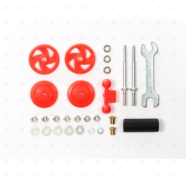 Mini 4WD GUP Large Diameter Stabilizer Head Set Red (17mm) (with 19mm Low Friction Plastic Rollers)