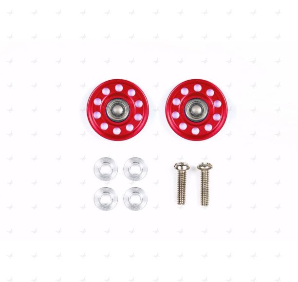 Mini 4WD GUP Light Weight 13mm Aluminum Ball-Race Rollers Red (Ringless)