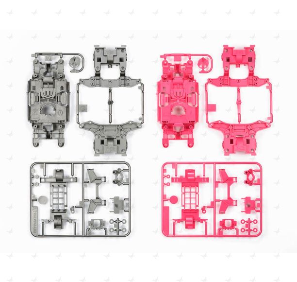 Mini 4WD GUP MS Chassis Set (Silver & Pink)