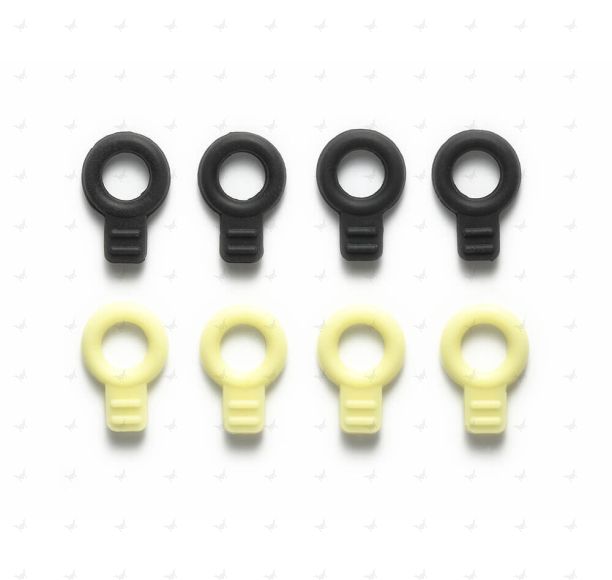 Mini 4WD GUP Rubber Body Catches (Black & Yellow, 4 pieces each)