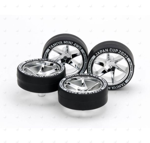Mini 4WD GUP Super Hard Low Profile Tire & Wheel Set (Spiral) Japan Cup 2023
